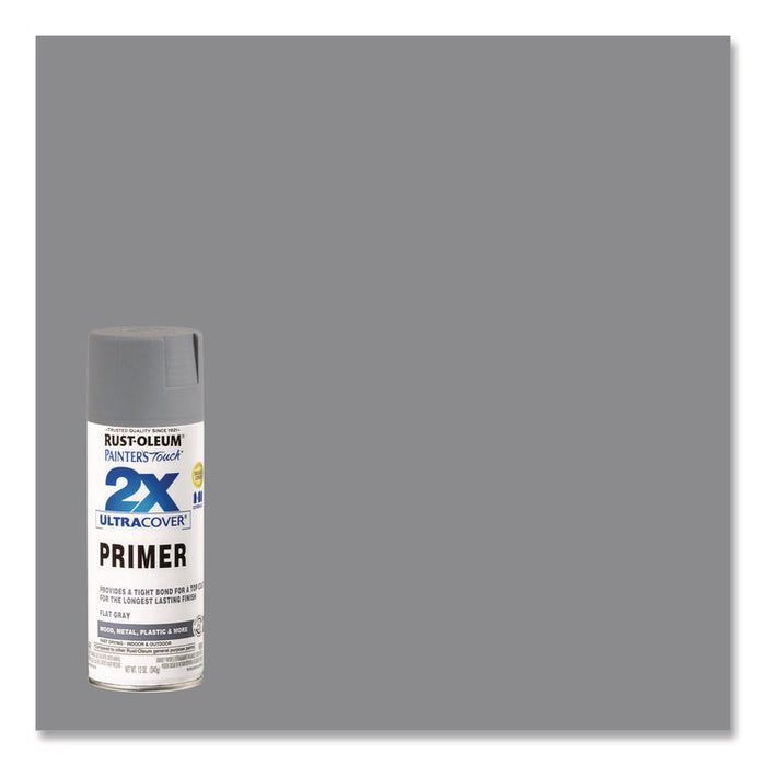 Painter's Touch 2X Ultra Cover Spray Paint, Flat Gray, 12 oz Aerosol Can, 6/Carton