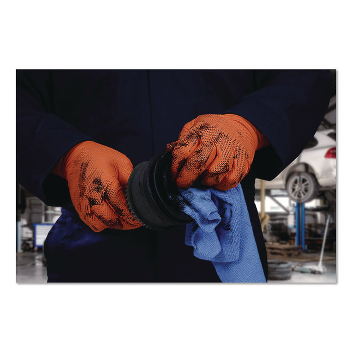 Ultra Industrial Flock-Lined Nitrile Disposable Gloves, Medium, 8 mil Thick, 9.06" Long, Orange, 50/Box, 10 Boxes/Carton