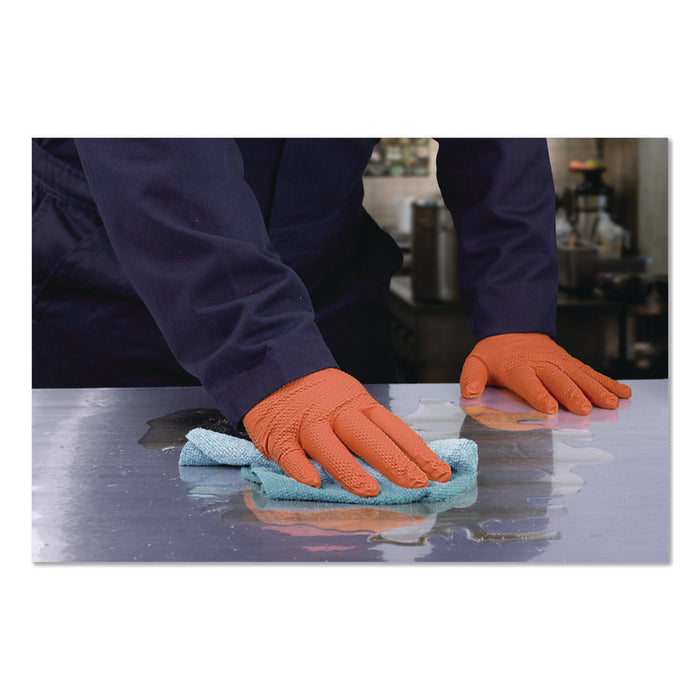 Ultra Industrial Flock-Lined Nitrile Disposable Gloves, Medium, 8 mil Thick, 9.06" Long, Orange, 50/Box, 10 Boxes/Carton