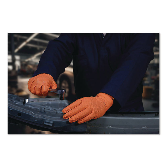 Ultra Industrial Flock-Lined Nitrile Disposable Gloves, Medium, 8 mil Thick, 9.06" Long, Orange, 50/Box, 10 Boxes/Carton