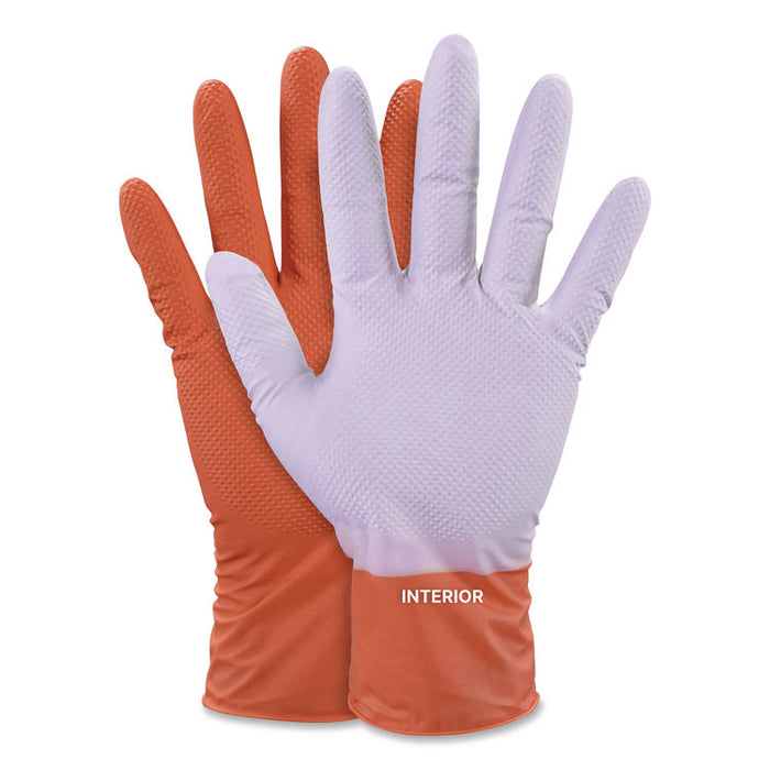 Ultra Industrial Flock-Lined Nitrile Disposable Gloves, Medium, 8 mil Thick, 9.06" Long, Orange, 50/Box, 10 Boxes/Carton