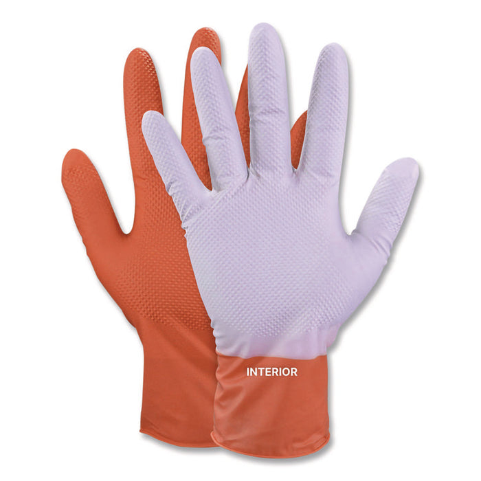 Ultra Industrial Flock-Lined Nitrile Disposable Gloves, Large, 8 mil Thick, 9.06" Long, Orange, 50/Box, 10 Boxes/Carton