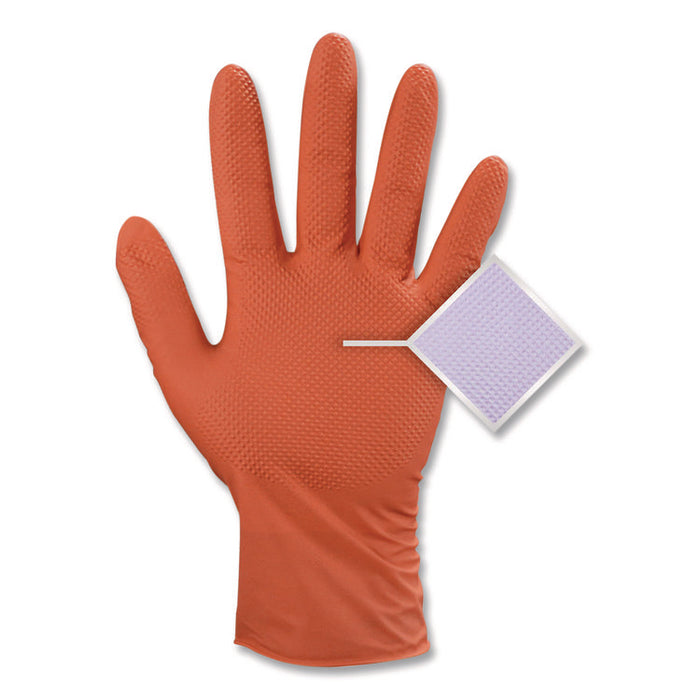 Ultra Industrial Flock-Lined Nitrile Disposable Gloves, Large, 8 mil Thick, 9.06" Long, Orange, 50/Box, 10 Boxes/Carton