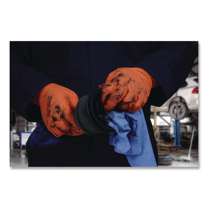 Ultra Industrial Flock-Lined Nitrile Disposable Gloves, Large, 8 mil Thick, 9.06" Long, Orange, 50/Box, 10 Boxes/Carton