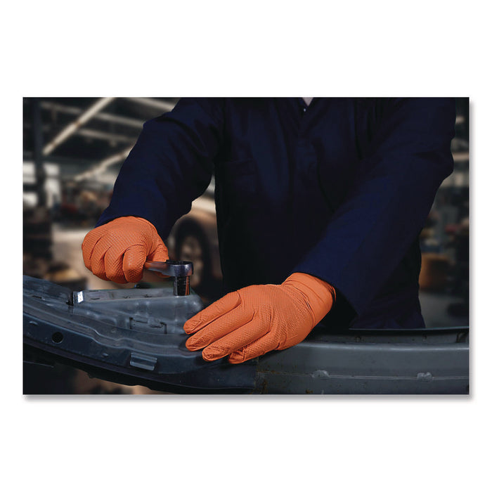 Ultra Industrial Flock-Lined Nitrile Disposable Gloves, X-Large, 8 mil Thick, 9.06" Long, Orange, 50/Box, 10 Boxes/Carton