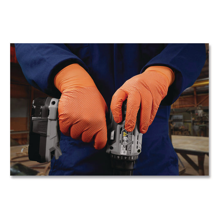 Ultra Industrial Flock-Lined Nitrile Disposable Gloves, X-Large, 8 mil Thick, 9.06" Long, Orange, 50/Box, 10 Boxes/Carton