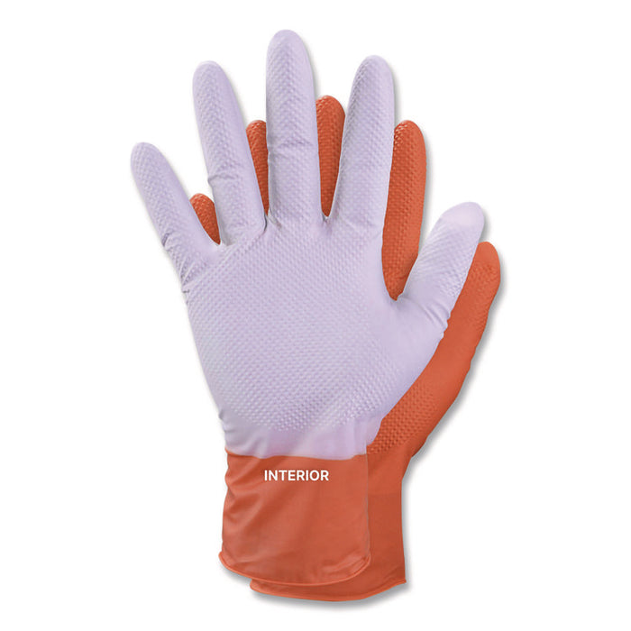 Ultra Industrial Flock-Lined Nitrile Disposable Gloves, XX-Large, 8 mil Thick, 9.06" Long, Orange, 50/Box, 10 Boxes/Carton