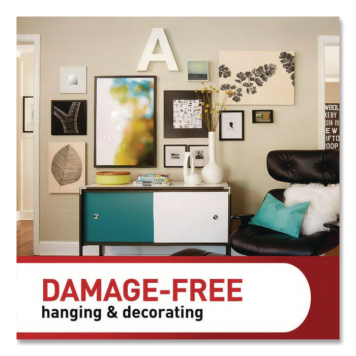 Bath Picture Hanging Strip Pairs, Holds Up to 4 lb, Large: 0.75" x 3.65", White, 4/Pack