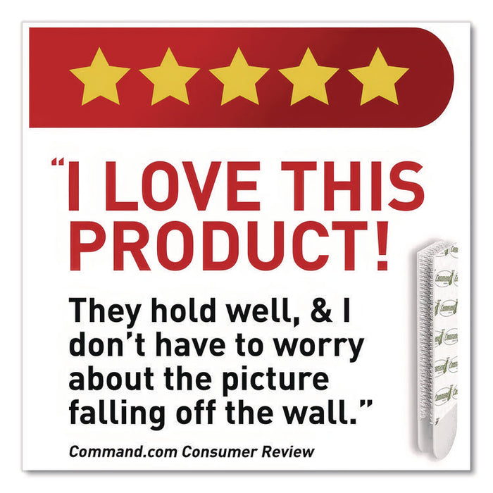 Bath Picture Hanging Strip Pairs, Holds Up to 4 lb, Large: 0.75" x 3.65", White, 4/Pack