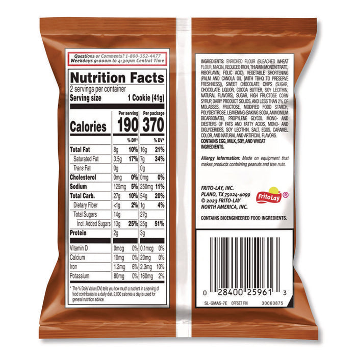 Cookies - Single Serve, Chocolate Chip, 2.5 oz Packet, 60/Carton