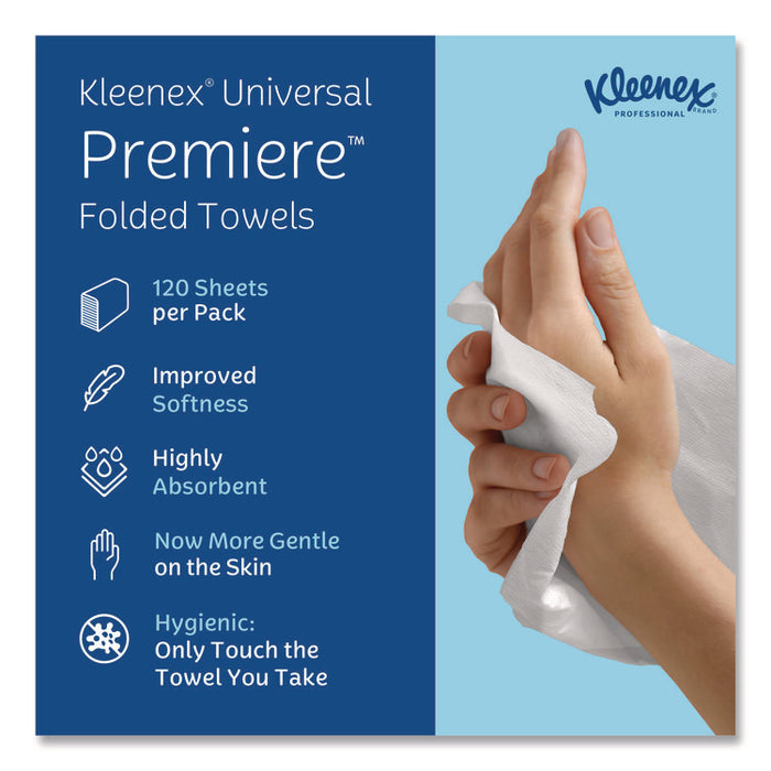 Premiere Folded Towels, 1-Ply, 9.4 x 12,4, White, 120/Pack, 25 Packs/Carton