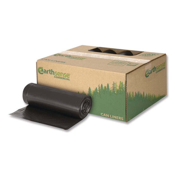 Linear Low Density Recycled Can Liners, 56 gal, 2 mil, 43" x 47", Black, 10 Bags/Roll, 10 Rolls/Carton
