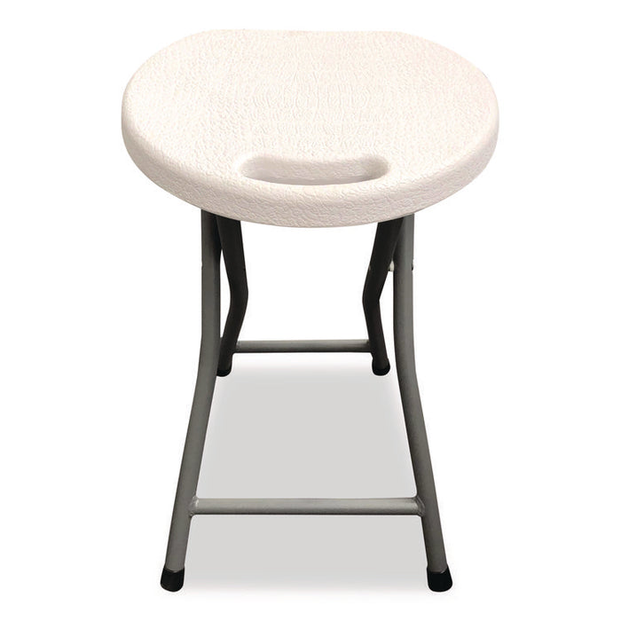 Rough n Ready Folding Stool, Backless, Supports Up to 300 lb, 18" Seat Height, White Seat, Charcoal Base, 4/Carton