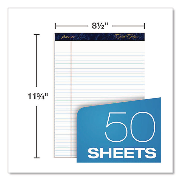 Gold Fibre Writing Pads, Narrow Rule, (50) White 8.5 x 11 Sheets, Dozen