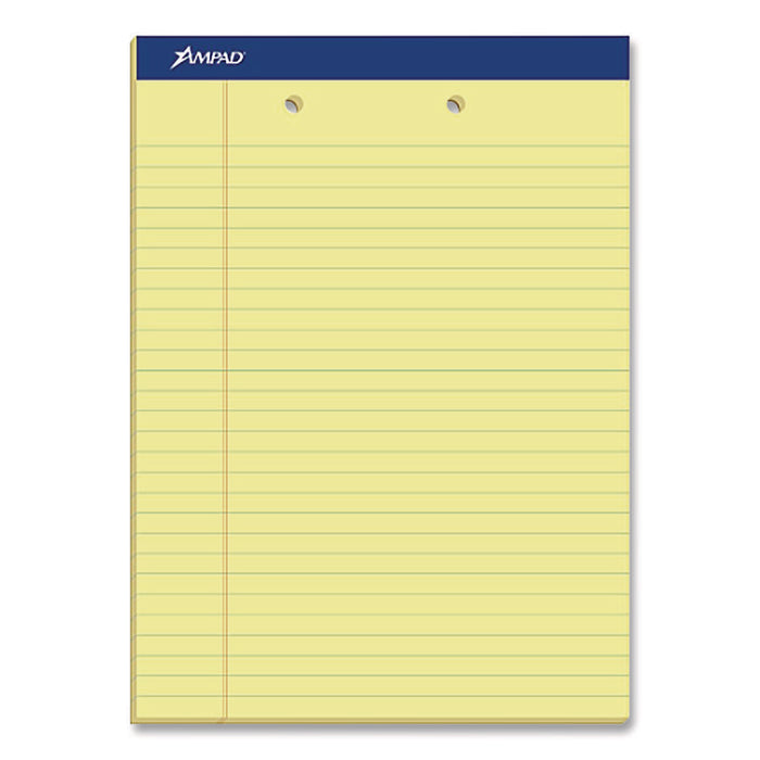 Perforated Writing Pads, Wide/Legal Rule, (50) Canary Yellow 8.5 x 11 Sheets, Dozen