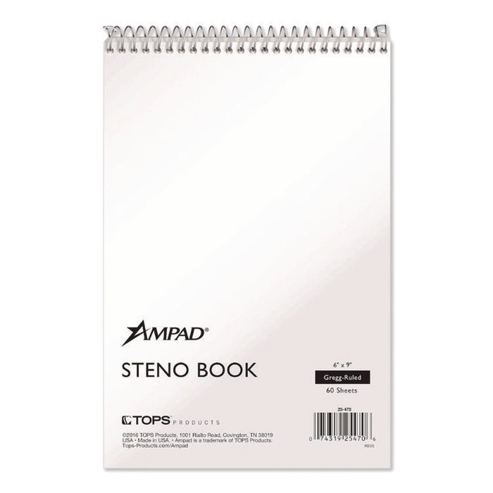 Steno Pads, White Cover, Gregg Rule, (60) Green-Tint 6 x 9 Sheets