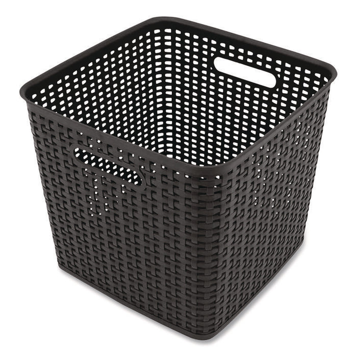Plastic Weave Bin, Extra Large, 12.6" x 11.1" x 16.6", Black