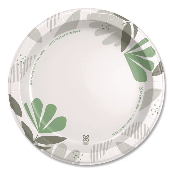 Pathways Soak Proof Shield Heavyweight Paper Plates, 10.13" dia, Green/Burgundy, 125/Pack