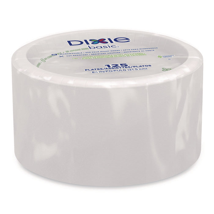 Paper Dinnerware, Plate, 8.5" dia, White, 125/Pack, 4/Carton
