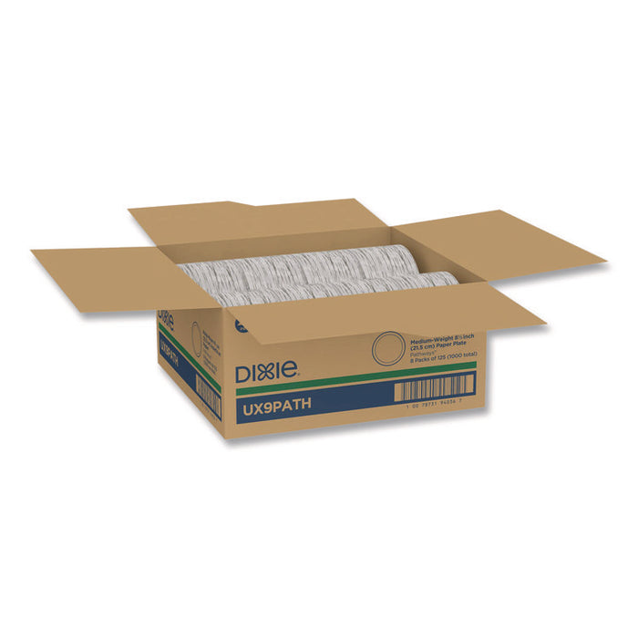 Pathways Soak-Proof Shield Mediumweight Paper Plates, 8.5" dia., Green/Burgundy, 1,000/Carton