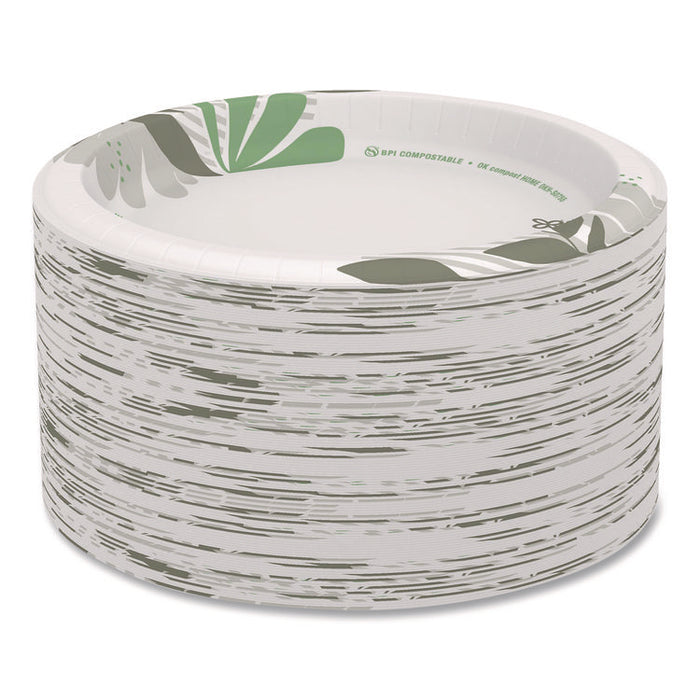 Pathways Soak-Proof Shield Mediumweight Paper Plates, 8.5" dia, Green/Burgundy, 125/Pack