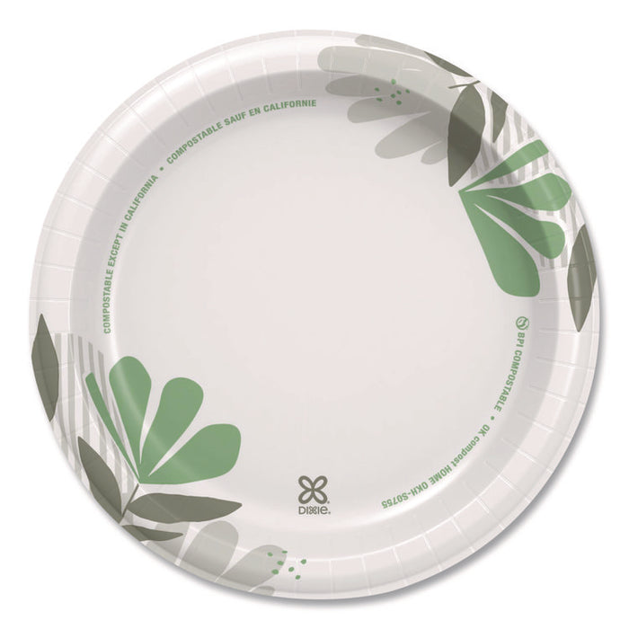Pathways Soak-Proof Shield Mediumweight Paper Plates, WiseSize, 8.5" dia, Green/Burgundy, 125/Pack, 4 Packs/Carton