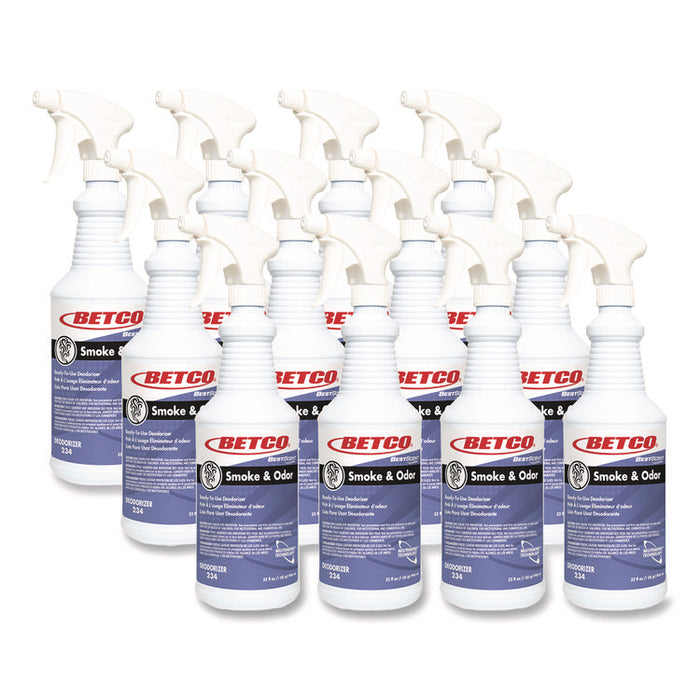 BestScent Smoke and Odor Eliminator, Various Floral/Fruit Scents, 32 oz Spray Bottle, 12/Carton