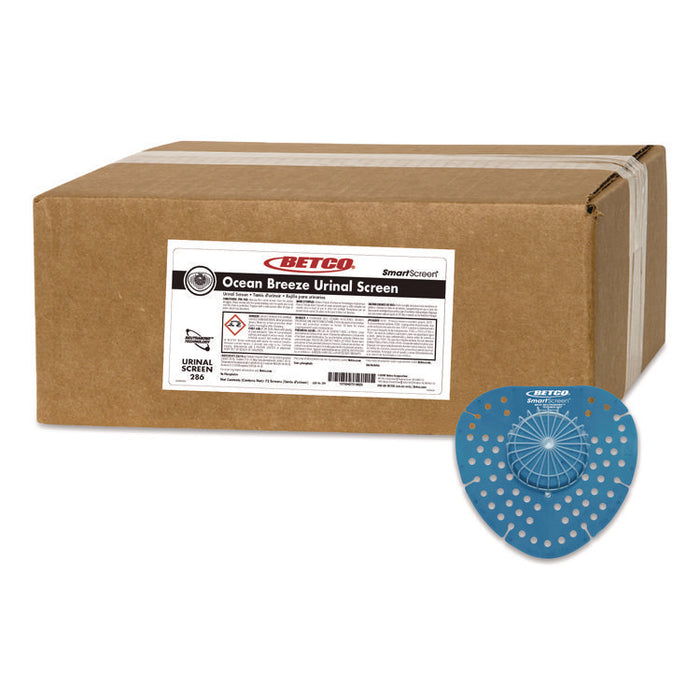 SmartSCREEN Urinal Screen, Ocean Breeze Scent, Blue, 1 lb, 72/Carton