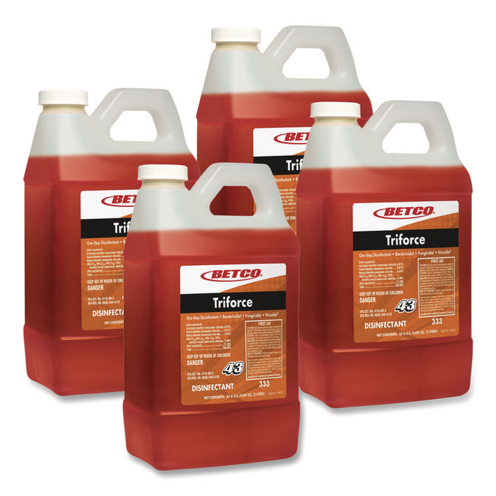 Triforce FastDraw Disinfectant, Fresh Scent, 2 L Bottle, 4/Carton