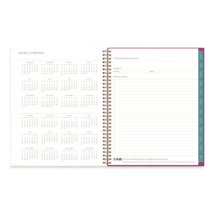 Kelly Ventura Magenta Bloom Weekly/Monthly Planner, Floral Artwork, 11 x 8.5, Multicolor Cover, 12-Month (Jan to Dec): 2026