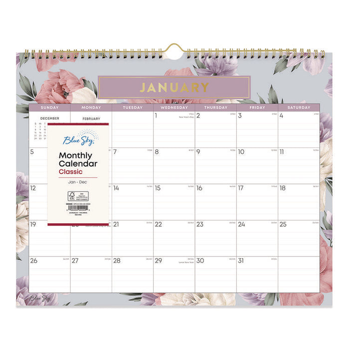 Tula Monthly Wall Calendar, Floral Artwork, 15 x 12, White/Multicolor Sheets, 12-Month (Jan to Dec): 2026