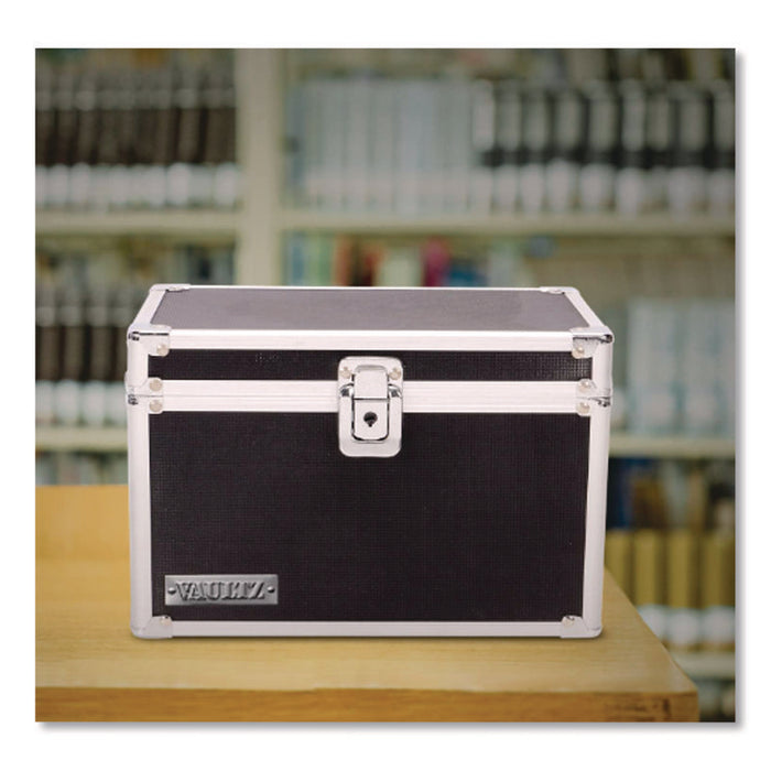 Locking Index Card File, Holds 550 5 x 8 Cards, 8.75 x 5.5 x 5.75, Black
