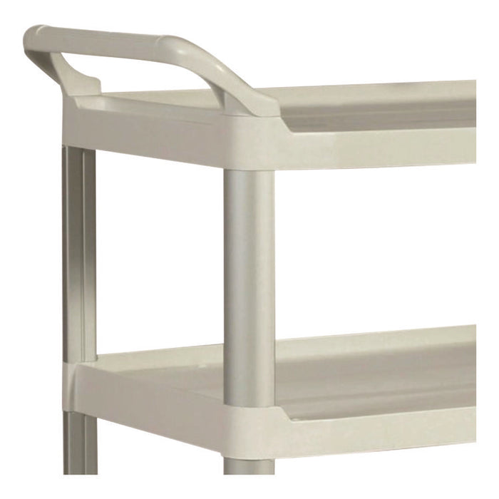 Xtra Utility Cart with Open Sides, Plastic, 3 Shelves, 300 lb Capacity, 40.63" x 20" x 37.81", Off-White