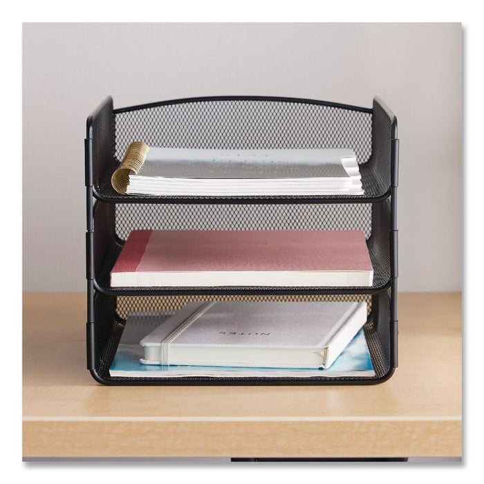 Onyx Desk Tray, 3 Sections, Letter Size Files, 9.25" x 11.75" x 8", Black