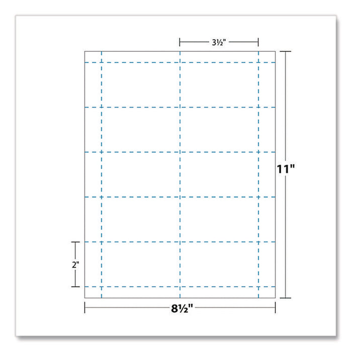 Printable Microperforated Business Cards, Copier/Inkjet/Laser/Offset, 2 x 3.5, White, 10/Sheet, 100 Sheets/Pack