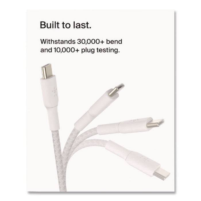 BOOST CHARGE Braided USB-C to USB-C Cable, 3.3 ft, White