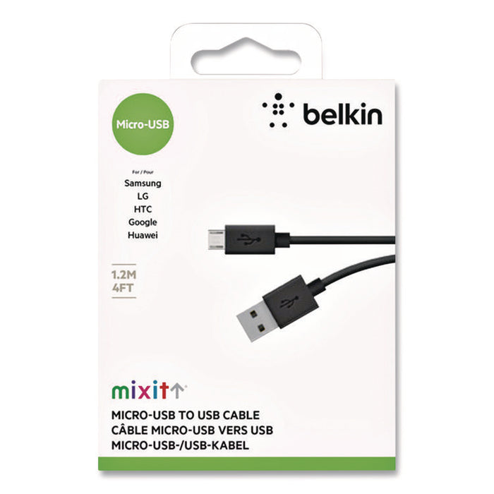 MIXIT Micro USB ChargeSync Cable, 4 ft, Black