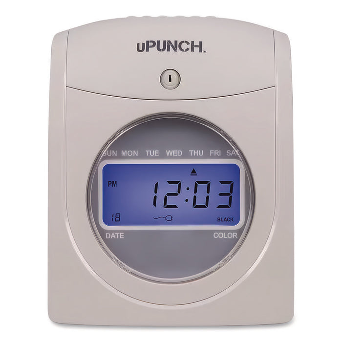 UB2000 Electronic Calculating Time Clock Bundle, Digital Display, Gray