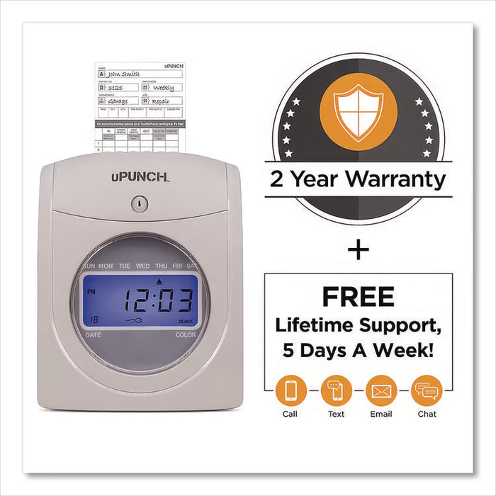 UB2000 Electronic Calculating Time Clock Bundle, Digital Display, Gray