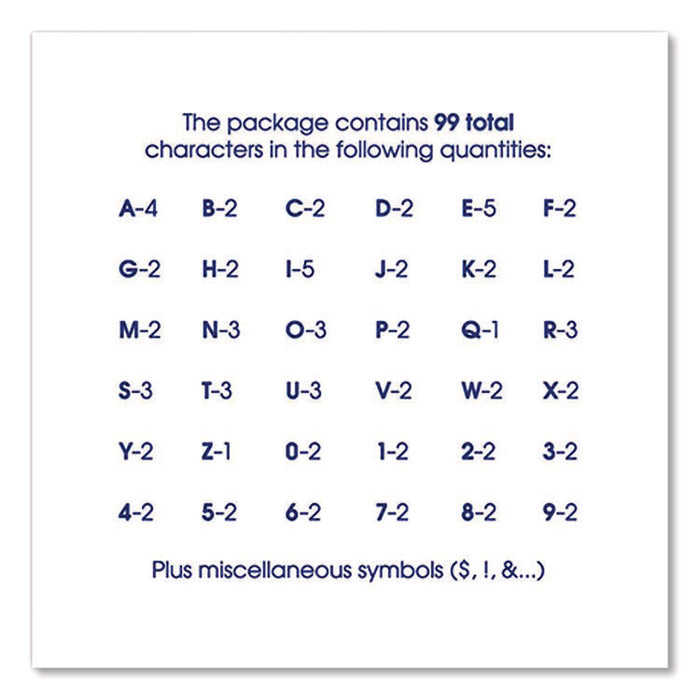 Peel-and-Stick Indoor/Outdoor Letters, Numbers and Symbols, 2" Tall, Black Characters, 133 Pieces