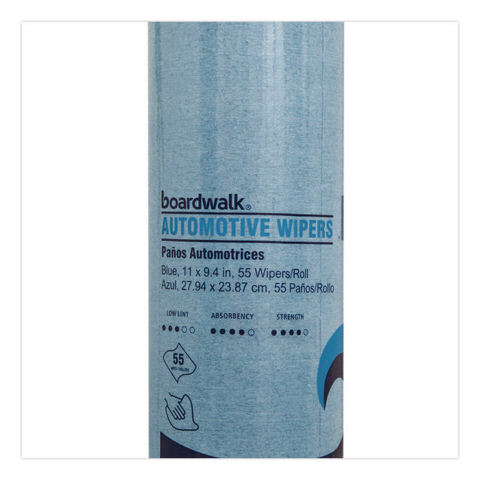 Automotive Shop Towel Rolls, 9.4 x 11, Blue, 55/Roll, 30 Rolls/Carton