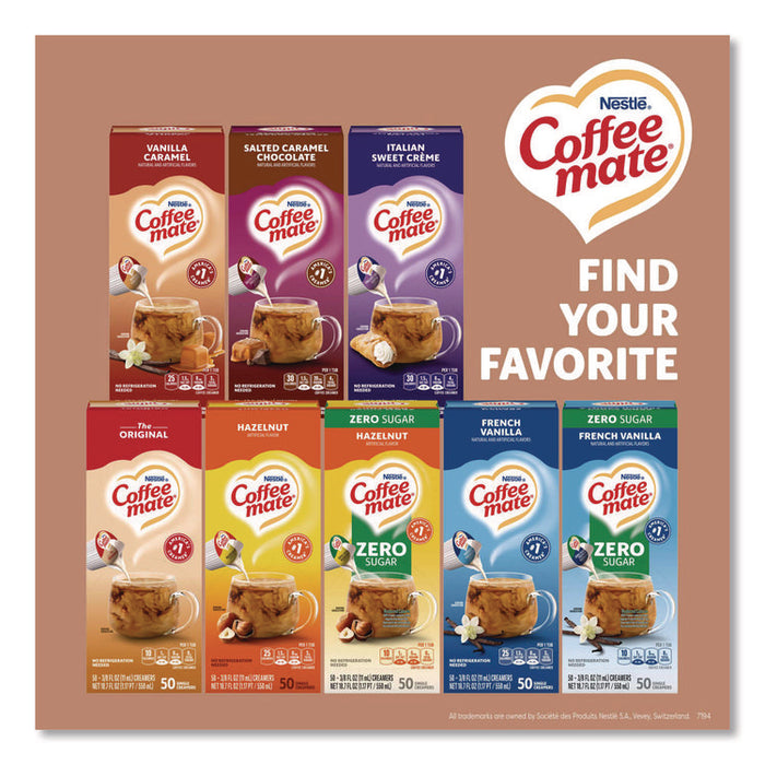 Liquid Coffee Creamer, Cafe Mocha, 0.38 oz Mini Cups, 50/Box, 4 Boxes/Carton