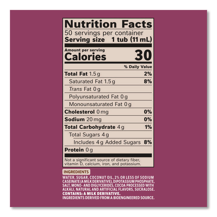 Liquid Coffee Creamer, Salted Caramel Chocolate, 0.38 oz Mini Cups, 50/Box, 4 Boxes/Carton