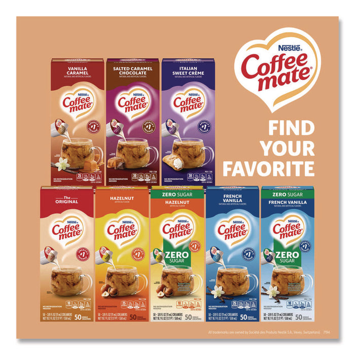 Liquid Coffee Creamer, Vanilla Caramel, 0.38 oz Mini Cups, 50/Box, 4 Boxes/Carton
