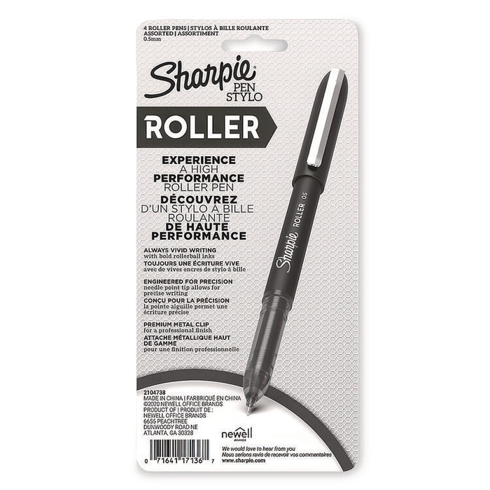 Professional Design Rollerball Pen, Stick, Fine 0.5 mm, Assorted Ink and Barrel Colors, 4/Pack