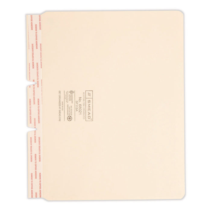 Self-Adhesive Folder Dividers for Top/End Tab Folders, Punched for Two-Prong Fasteners, Letter Size, Manila, 100/Box