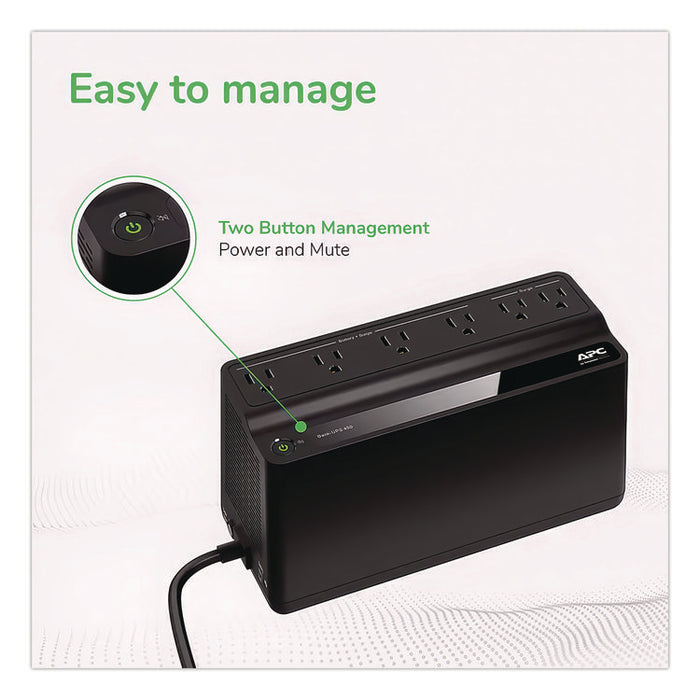 BN450M Back-UPS 450 VA Battery Backup System, 6 Outlets, 450 VA, 180 J