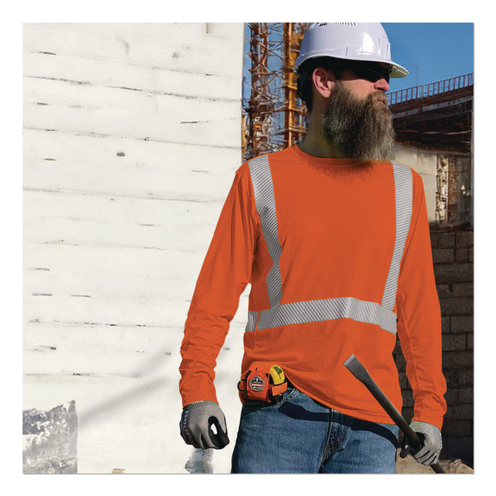 Chill-Its 6688 Type R Class 2 Cooling Hi-Vis Sun Shirt with UV Protection, Small, Orange