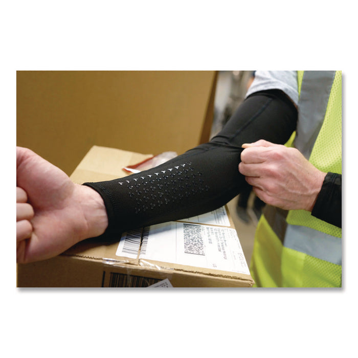 Chill-Its 6691 Cooling Arm Sleeves with Box-Handling Grip, Polyester/Spandex, 2X-Large, Black