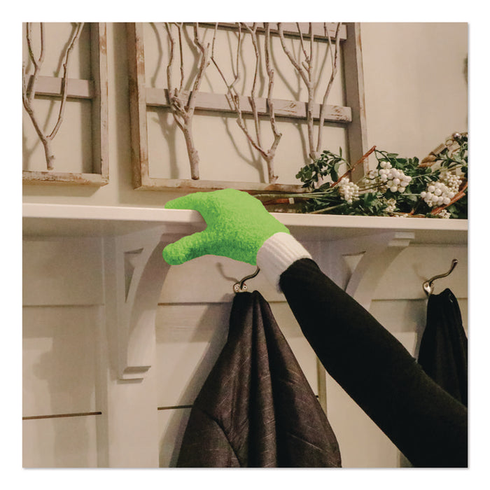 Microfiber Dusting Gloves and Mitts, Green with White Cuffs, 2 Gloves, 2 Mitts